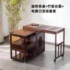 Mesa de Té Giratoria Móvil Balcón Hogar Máquina de Bar de Té Integrada Preparación de Té Mesa de Café Multifuncional Juego Completo Mesa de Té Gabinete de Agua para Té