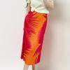 Saia Miyake Slim-fit Verão Feminina Estampada Retrô Elegante Cintura Solta Versátil Solta Comprimento Médio Saia de Quadril Saia Sobreposta