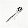 Conjunto de Talheres de Aço Inoxidável Cabo Reto Simples Faca de Mesa Garfo Colher Colher de Chá Conjunto de 4 Peças Talheres para Restaurante Ocidental de Hotel