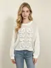 Suéter de punto fino hueco tejido a mano con patrón de letras de primavera y otoño transfronterizo para mujer, cárdigan casual holgado de punto fino con hombros caídos y manga larga