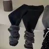 Calças Leggings de Inverno Estilo Coreano para Meninas com Forro de Fleece e Meias com Babados em Forma de Coração, Calças Externas Elásticas para Bebês, Calças Longas Estilosas
