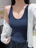 Lixinglai Verano 260g Algodón Acanalado Top sin Mangas de Cuello Halter Color Sólido Ajuste Delgado Top Versátil con Almohadillas en el Pecho y Hermoso Diseño de Espalda