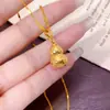 Colgante Antiguo de Calabaza de la Fortuna con Escamas de Dragón Chapado en Oro para Mujer, Collar Colgante de la Fortuna Sólido Chapado en Oro de Latón con Alta Retención de Color