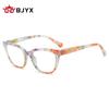 Óculos de leitura de alta qualidade BJYX perna de mola rebite floral multicolorido transfronteiriço nova marca de moda anti-luz azul espelho plano