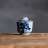 Nova tigela de cerâmica pintada à mão, tigela de três peças, conjunto de chá kung fu, tigela de porcelana azul e branca, conjunto de chá de três peças
