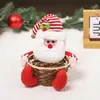 Decorações de Natal Desenho Animado Velhinho Cesta de Doces Crianças Grande Cesta de Presente de Bambu Atmosfera Festiva Decoração de Mesa