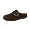 Novos Sapatos Birkenstock de Solado Grosso para Outono de 2026 para Mulheres, Sapatos Preguiçosos Slip-on para Uso Externo, Meio Chinelos Fechados com Fivela de Metal para Mulheres