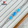 Pulsera de Cabujón de Girasol de Calcedonia Blanco Hielo con Incrustación Completa de Diamantes Plateados en Cobre y Ágata, Nueva Pulsera Exquisita de Lujo Ligero Estilo Chino