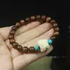 Ébano pera preta 8mm círculo único contas de Buda pulseira de mão pulseira de bambu branco estilo nacional masculino e feminino rosário literário para brincar atacado