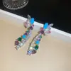 Pendientes de Borla de Perla de Cristal Aguja de Plata Lujo Ligero de Gama Alta Moda Tachuelas Temperamento Versátil Estilo Nicho Adornos para Orejas