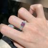 Anillo de princesa rosa con incrustaciones de diamantes en forma de T de alta calidad, cuadrado, exquisito, ligero, de lujo, sencillo, combinable con todo, con diamantes de alto carbono para mujer.