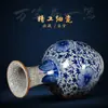 Jarrón de Cerámica Jingdezhen Antiguo Horno Oficial Chinoiserie Hogar Jarrón Grande de Porcelana Azul y Blanca Decoración para Sala de Estar Mueble de TV
