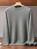 Suéter de cashmere simples e versátil para outono e inverno para homens, pulôver com gola redonda, malha texturizada como camada base, suéter interno quente