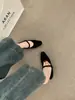 Zapatos de noche versátiles y delicados estilo coreano con una sola tira, punta cuadrada poco profunda, zapatos Mary Jane de gamuza, zapatos casuales de tacón bajo para mujer