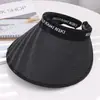Sombrero de Sol Negro de Goma con Protección Solar de Ala Ancha para Mujer, Estilo Nuevo de Verano, Visera Plegable Versátil para Exteriores con Protección UV