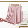 Calça Bermuda Modal Verão Estilo Coreano 2022 Bolso Externo Fina para Casa Pijama Calça Larga Tamanho Grande Perna Larga