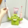 Estante de cerámica para cepillos de dientes con diseño de cocodrilo al por mayor para lavabo, soporte para pasta de dientes, base con acabado de alta gama