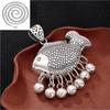 Peixe auspicioso borla de prata esterlina estilo retrô estilo étnico corrente para suéter colar longo moda tendência personalizado artístico