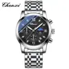 Chenxi Reloj Deportivo Multifuncional para Hombre con Escamas Incrustadas de Diamantes Nuevo Reloj para Hombre Acero Inoxidable Calendario Resistente al Agua Negocios Luminoso