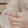 Anillo de Ágata de Planta Acuática Natural Único Más Vendido Transfronterizo de Amazon Anillo para Dedo Índice de Plata S925 Incrustado con Piedra de Musgo Verde Geométrico