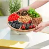 Prato de frutas de bambu novo transfronteiriço prato com compartimentos para lanches bandeja de lanches de cinco frutas prato de jantar de festa doce