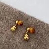 Poesía Flotante Nuevo Estilo Chino Ojo de Tigre Perla Calabaza Vintage Pendientes Pendientes de Año Nuevo de Gama Alta Tendencia Nacional Pequeño
