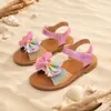 Sandalias Ligeras para Niñas, Coloridas, Brillantes, con Lazo, Amigables con la Piel, para Exteriores, Uso Diario, Estilo Juguetón y Femenino