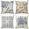 Chegada Nova da Amazon Capa de Almofada Estampada com Flores para Plantio Primavera Decoração Simples para Interior Almofada de Sofá Conjunto Almofada de Carro