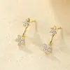 Pendientes de Flor con Incrustaciones de Diamantes de Plata de Ley 925 de Venta Caliente Transfronteriza para Mujer, Pendientes y Accesorios para Orejas de Gama Alta de Uso Dual