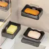Caja de jabón de doble capa sin taladro, caja de jabón de drenaje montada en la pared, estante de jabón para pared de baño, caja de jabón con drenaje