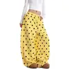 Pantalones de chándal amarillos con estampado de lunares estilo americano, fluidos, para hombre y mujer, nuevos pantalones de pierna ancha jazz primavera/verano, pantalones largos casuales deportivos