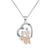 Collar creativo en forma de corazón con circonitas electrochapadas de dos colores, estilo europeo y americano, cadena de clavícula ligera y lujosa, regalo transfronterizo para el Día de la Madre