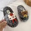 Chinelos de pelúcia de urso de desenho animado, chinelos de algodão infantis para o outono, para usar em casa, fáceis de calçar, chinelos de algodão com uma tira