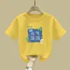 2031# Blusa Infantil Estilo Western Moderna 2025 Nueva Camiseta de Manga Corta para Niñas Algodón Puro Niños Medianos y Grandes Verano Ropa Infantil para Niñas