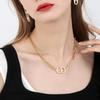 Colar Cruzado Nova Moda Estilo Levemente Luxuoso Europeu e Americano Costura CD Nariz de Porco Colar Feminino Versátil Personalizado Nicho Aço Titânio