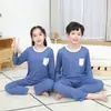 Pijama Infantil Modal Verano Estilo Delgado Ropa de Casa para Niños Trajes de Manga Larga para Niños Grandes y Medianos Ropa de Aire Acondicionado de Seda de Hielo