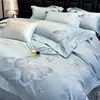 Conjunto de Roupa de Cama Bordado 100% Algodão Novo Primavera/Verão 2026 - Conjunto de Quatro Peças com Capa de Edredom, Lençol de Cima e Lençol com Elástico