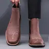 Botines Chelsea de Nuevo Estilo de Moda, Botas Martin, Botines Cortos, Zapatos de Cuero de Tendencia Británica con Punta Alta para Hombre de Comercio Exterior