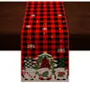 Camino de mesa estampado con temática navideña para sala de estar y mesa de comedor del hogar, mantel decorativo de ambiente festivo, camino de mesa de lino al por mayor
