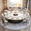 Mesa de Comedor Eléctrica de Piedra Sinterizada para Hotel Mesa Redonda Grande para 20 Personas Mesa con Plato Giratorio Automático de Doble Uso para Restaurante Villa Mesa y Sillas de Diseño Grande