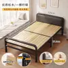 Cama Plegable Madera Maciza Cama Individual Hogar Cama Sencilla Artefacto para Siesta de Adultos Doble 1.5m Marco de Hierro Reforzado Cama Pequeña