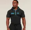 Camiseta con Capucha para Hombre de Fitness de Co-Marca UFC, Alta Elasticidad, Secado Rápido, Adelgazante, para Gimnasio, Entrenamiento de Levantamiento de Pesas y Carrera, Manga Larga