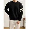 Suéter de punto a rayas para pareja de hombre y mujer, estilo old money, cuello redondo, capa interior, prenda exterior, otoño e invierno, venta al por mayor de fábrica transfronteriza