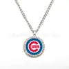Béisbol de la Liga Americana Transfronterizo (Mlb) Todos los 30 Equipos Blue Jays Yankees Collar Colgante Redondo de Aleación Incrustado con Diamantes