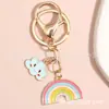 Chaveiro Personalizado de Liga de Zinco Metálica Banhado a Ouro Esmalte Imitação Arco-Íris Fashionável Fofo Pequeno Fresco Chaveiro Multi-Acessórios