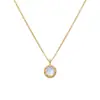 Banho de Ouro Real Xiaohongshu Mais Vendido Colar de Pedra da Lua com Diamante Único para Mulheres, Joia Versátil de Luxo Leve, Peça Única Dropshipping