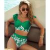 Biquíni de Cintura Alta com Babados Mini, Cor Lisa, Costura Estampada 2025 Amazon Aliexpress Roupa de Banho Novo Estilo 2773