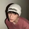 Gorro de lana para otoño e invierno para hombre, estilo ins vintage, letras bordadas, hip hop, gorro de punto cálido, marca de moda femenina, gorro para el frío, generación de cabello