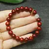 Pulseira Simples de Argola Única em Jacarandá Olho de Gato 8mm Contas Budistas Pulseira Feminina Estilo Tradicional Chinês Contas de Oração Acessório de Presente