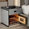 Mesa de Cabeceira Inteligente Segura com Design Moderno Minimalista Integrado, Carregamento Sem Fio, Trava de Impressão Digital e Bluetooth